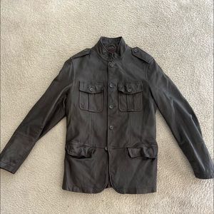 mens leather military/utility jacket sm